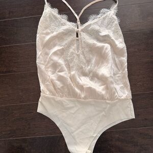 Cami NYC Cream Silk Lace Bodysuit XS